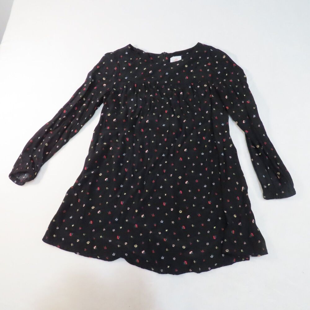 The Nines by HATCH Black Ditsy Floral Long Sleeve Babydoll Mini Dress XS